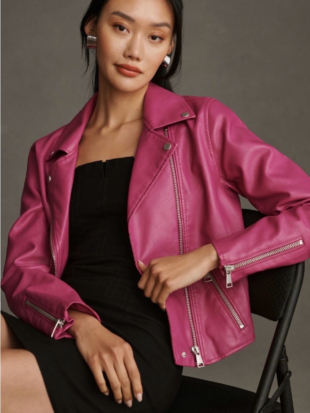 Anthropologie Faux Leather Moto Jacket - Pink